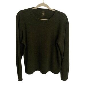 J. Crew Broken in Waffle Knit Thermal Shirt Men's Medium Dark Green Long sleeve